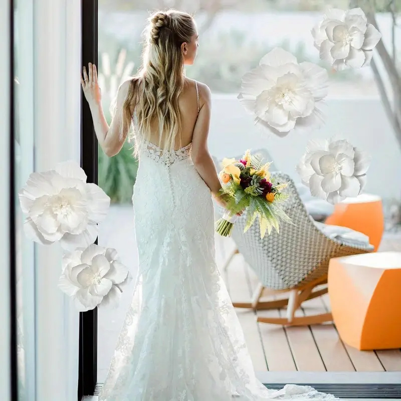 5 Packs of White Paper Flowers - Wedding Power Supply 评论和价格