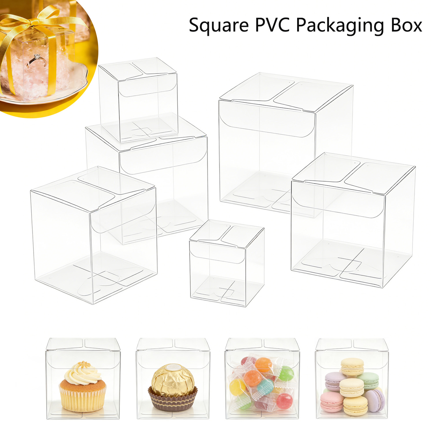 10-50pcs Transparents Square P - Wedding Favor Box 评论和价格