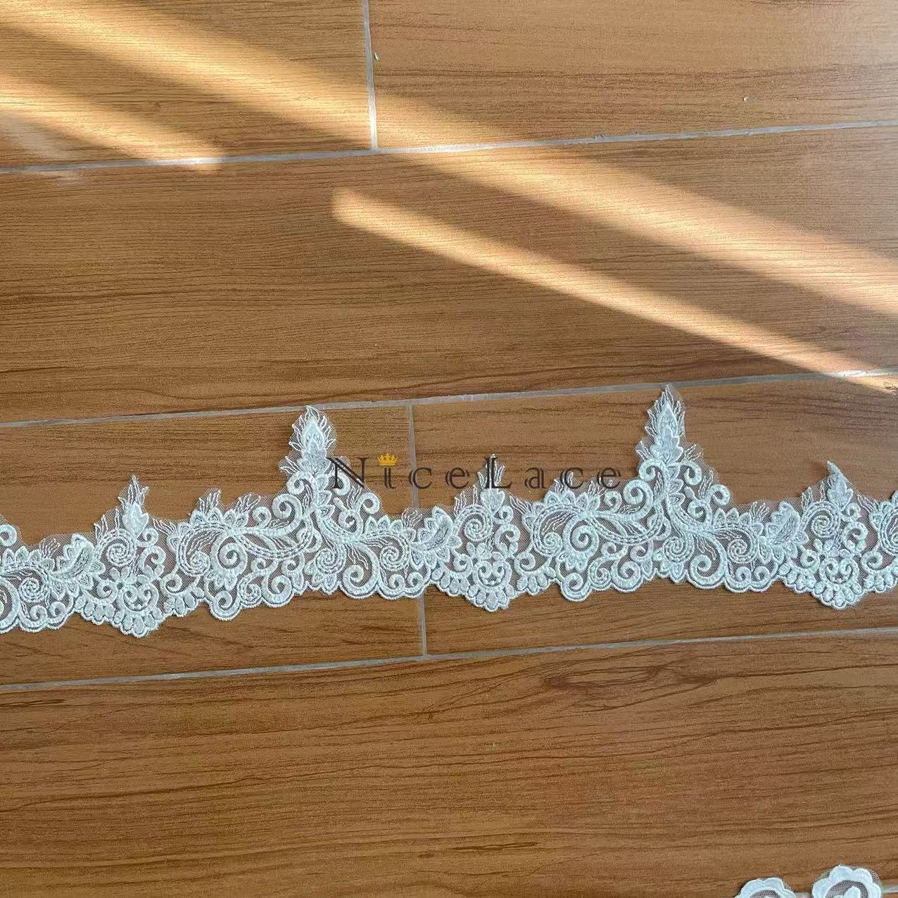 1 yard ivory Embroidery Lace E - Wedding Water Supply 评论和价格