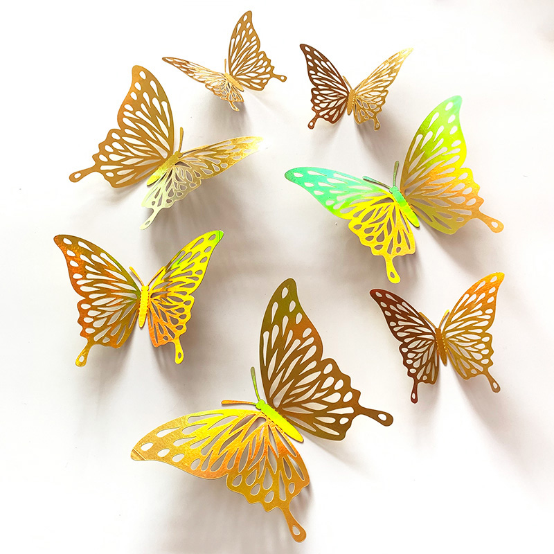 12 Pcs Gold 3D Hollow Butterfl - Wedding Package Gold 评论和价格