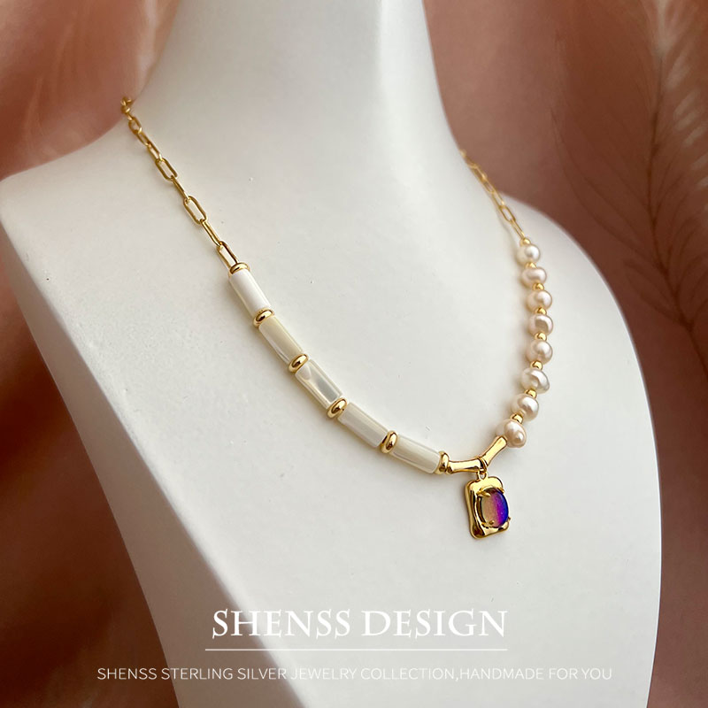 Natural 5-6mm Pearl Shell Neck - Wedding Package Gold 评论和价格