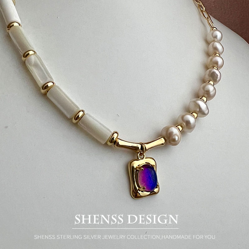 Natural 5-6mm Pearl Shell Neck - Wedding Package Gold 评论和价格