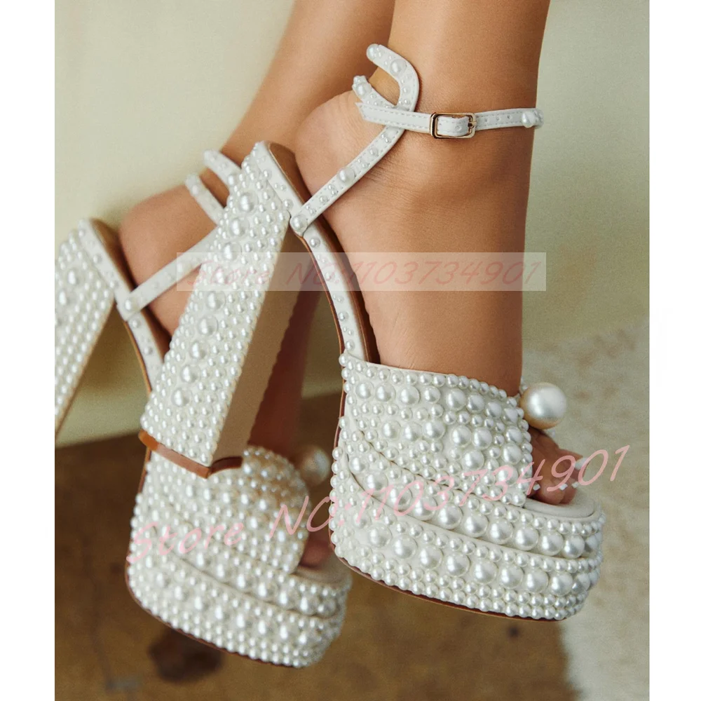 Women's White Pearl Platform S - Wedding Shop 评论和价格