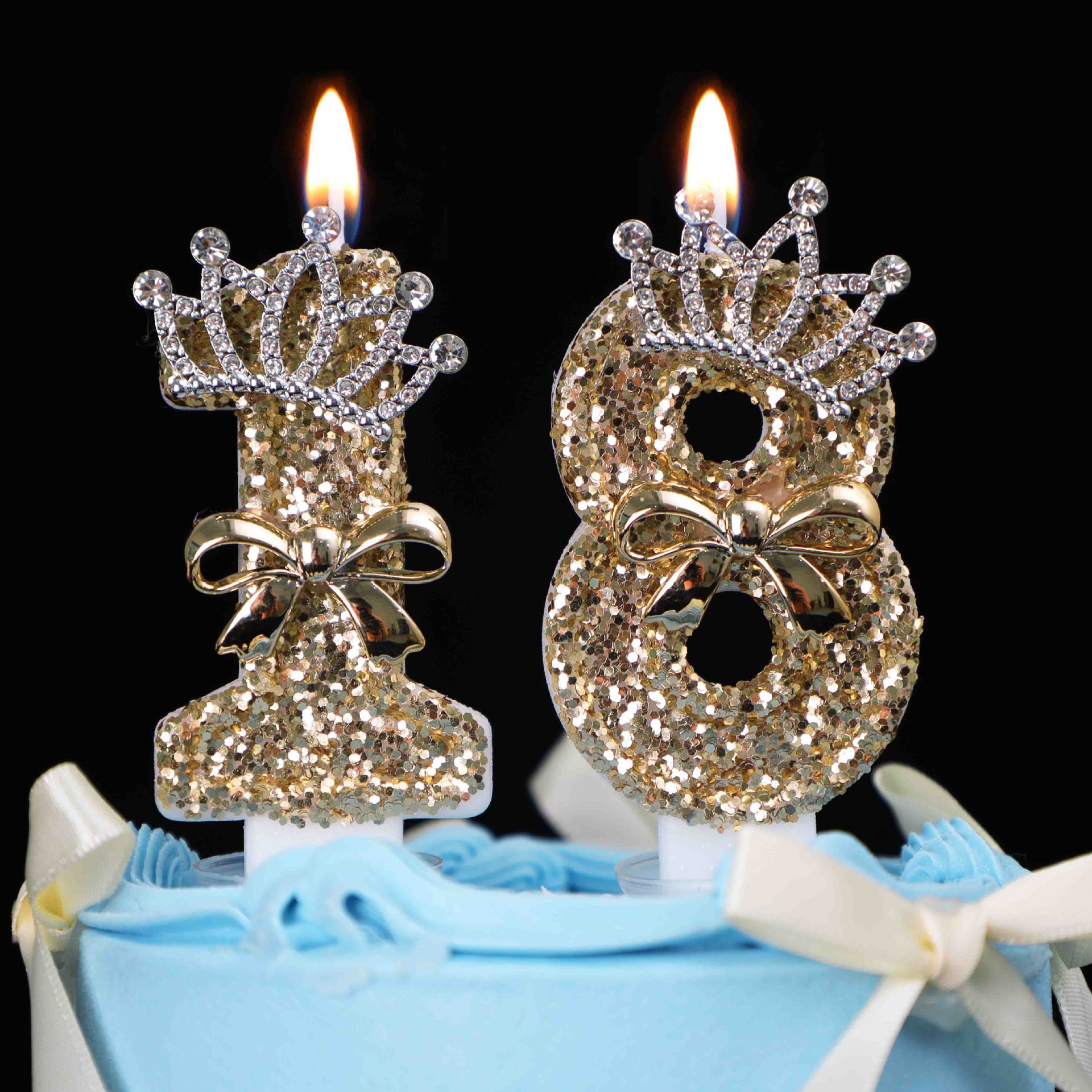 0-9 Gold Glitter Crown Number  - Unity Candle Set 评论和价格