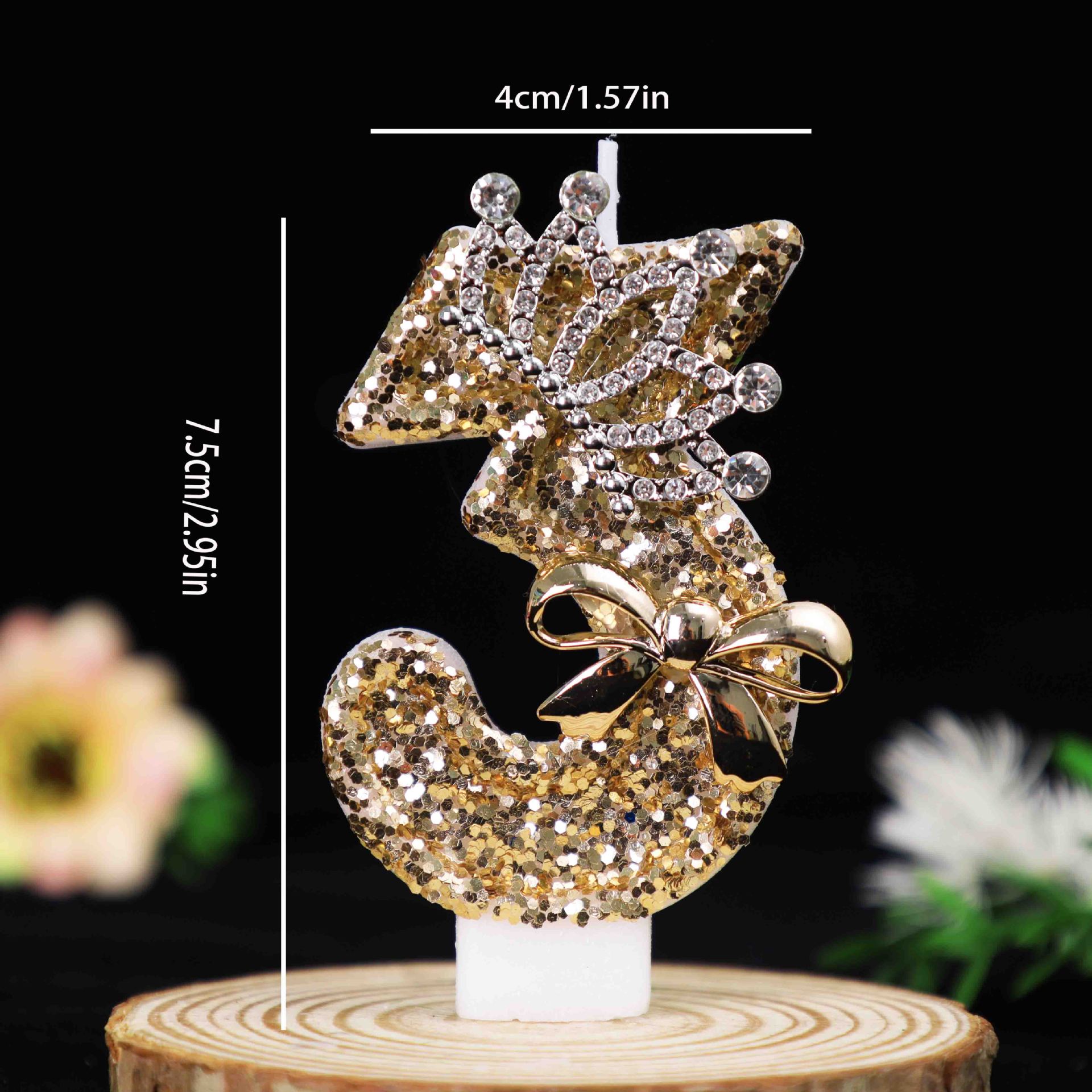 0-9 Gold Glitter Crown Number  - Unity Candle Set 评论和价格