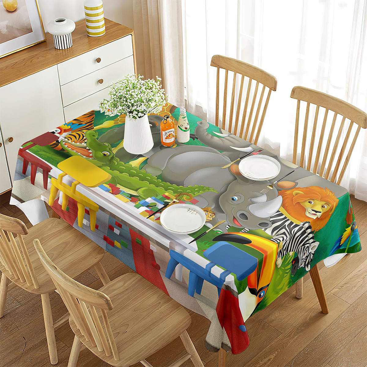 Zoo Tablecloth Happy Zoo Eleph - Wedding Zoo 评论和价格
