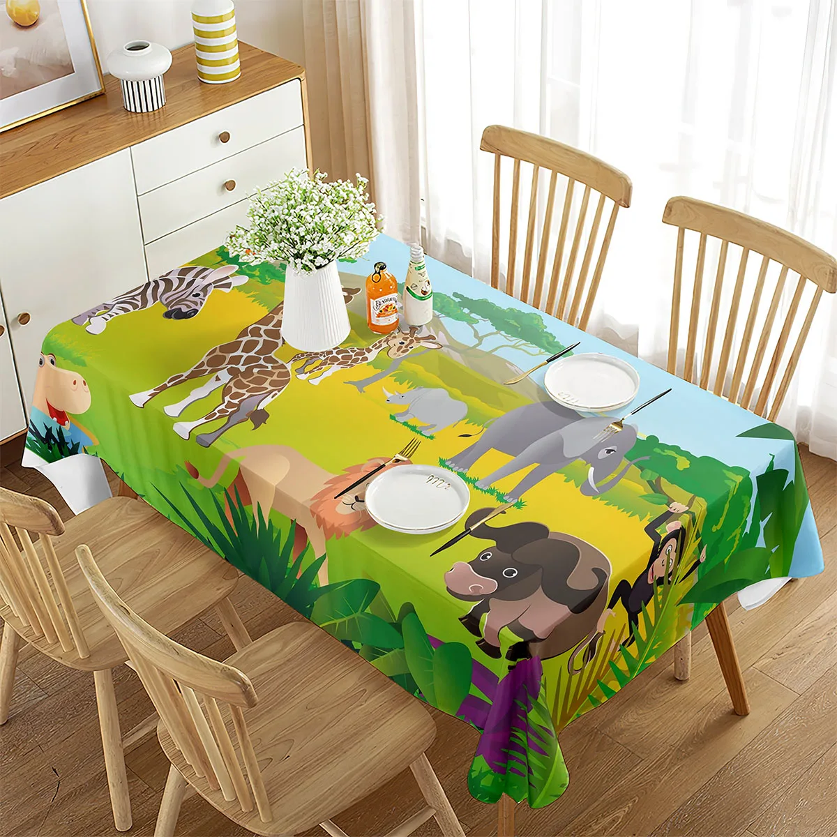 Zoo Tablecloth Happy Zoo Eleph - Wedding Zoo 评论和价格