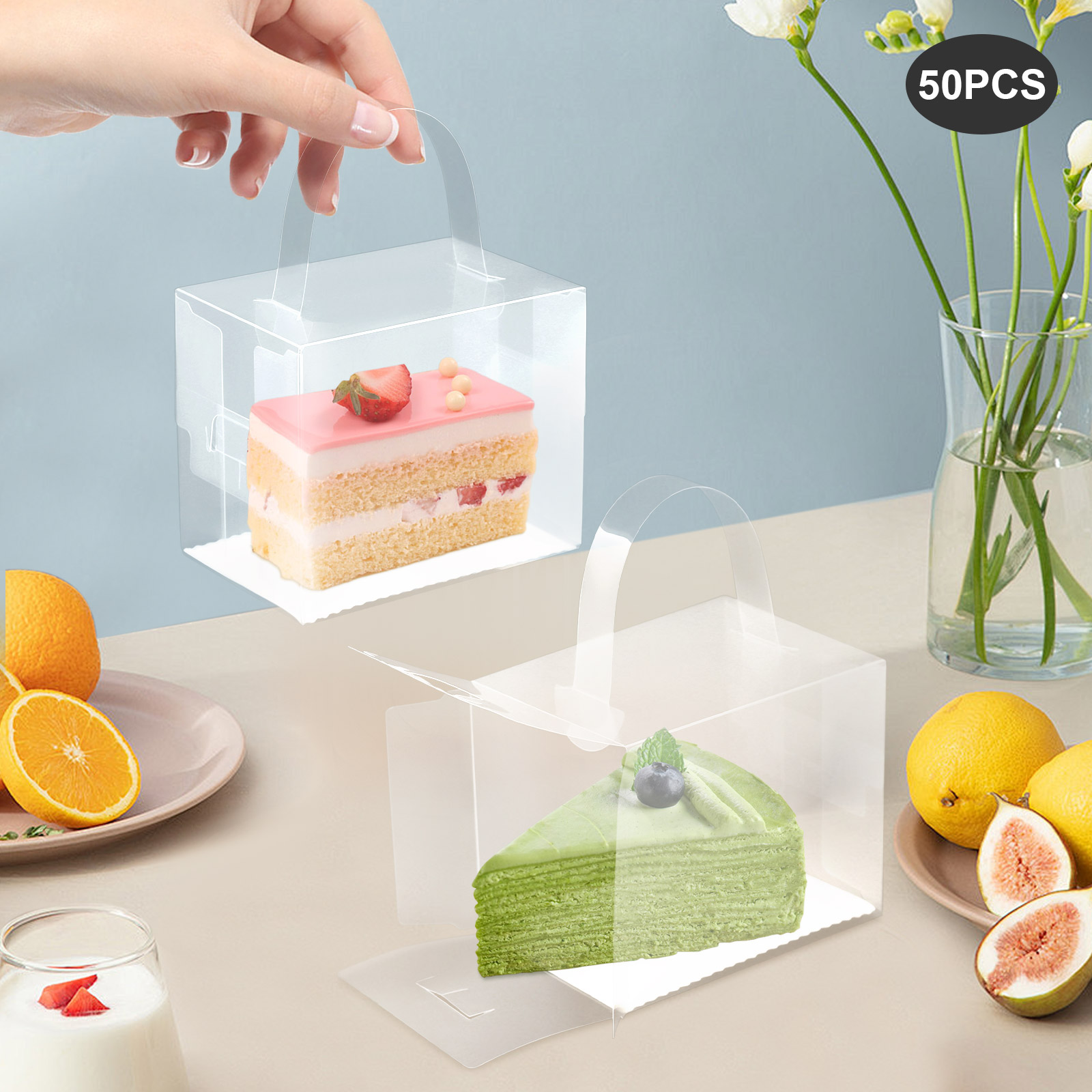 50 Pcs Clear Cake Boxes Set, P - Wedding Favor Box 评论和价格