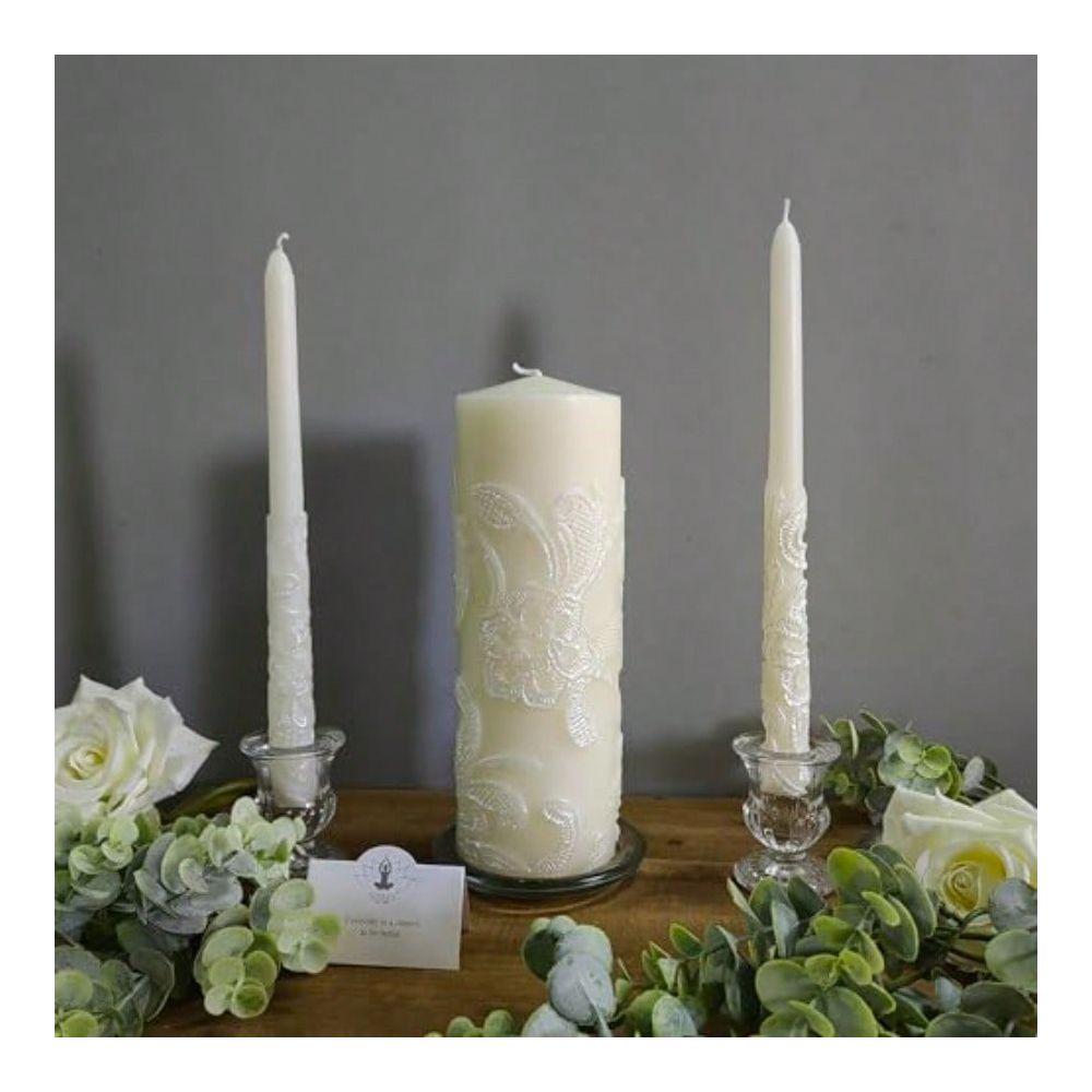 Inch High Cream Wedding Unity  - Unity Candle Set 评论和价格
