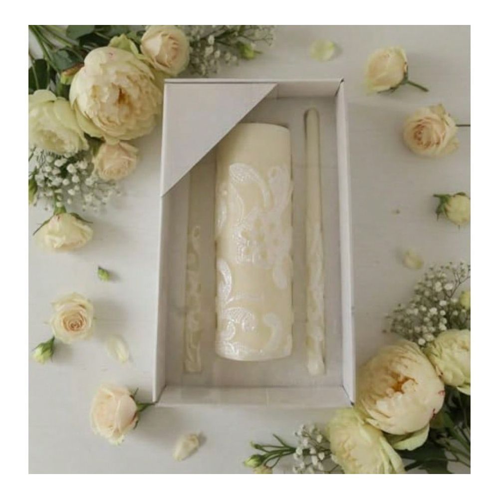 Inch High Cream Wedding Unity  - Unity Candle Set 评论和价格
