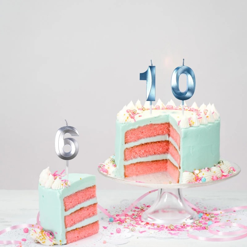 Blue Number Cake Candles 0 1 2 - Unity Candle Set 评论和价格