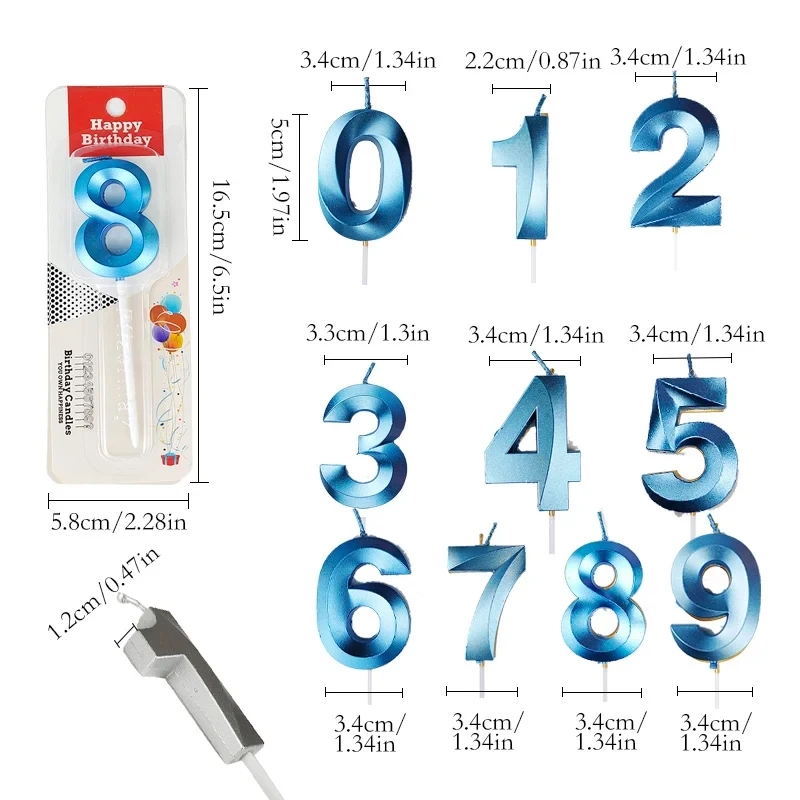Blue Number Cake Candles 0 1 2 - Unity Candle Set 评论和价格