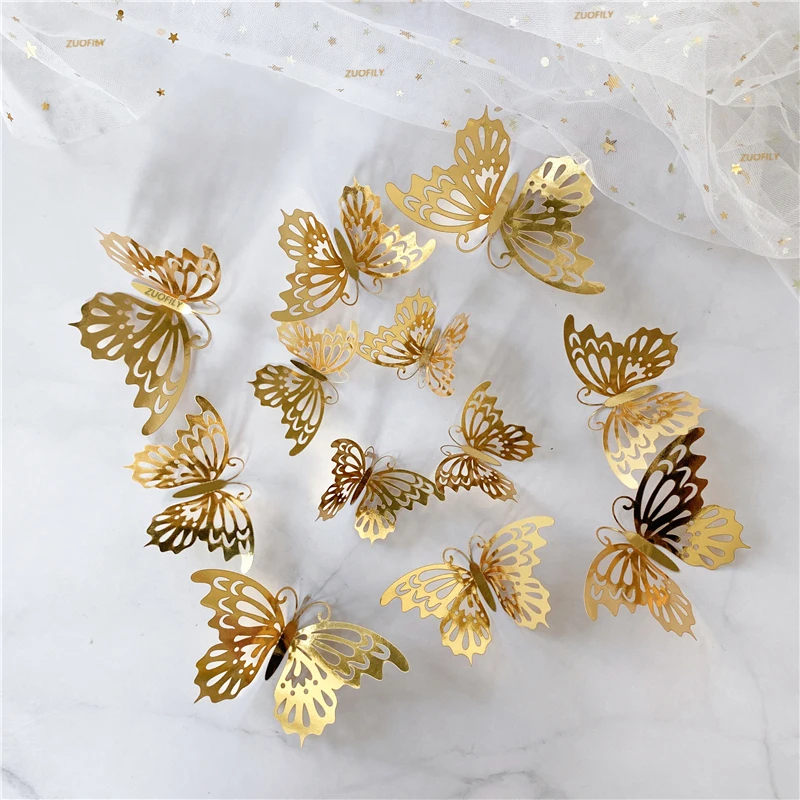 12/36Pcs 3D Hollow Butterfly W - Wedding Package Gold 评论和价格