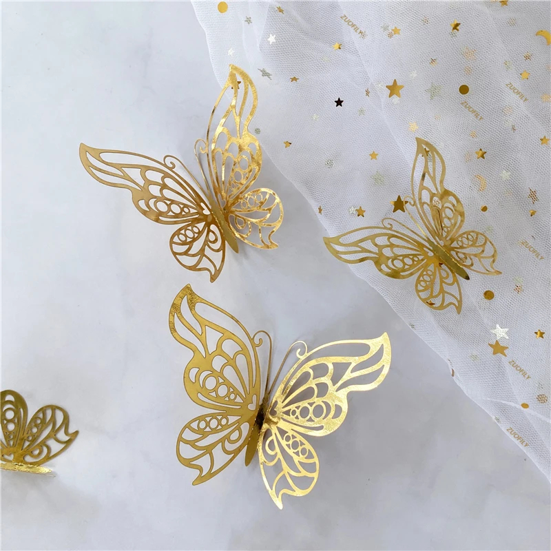12/36Pcs 3D Hollow Butterfly W - Wedding Package Gold 评论和价格