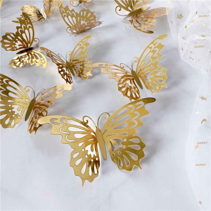 12/36Pcs 3D Hollow Butterfly W - Wedding Package Gold 评论和价格