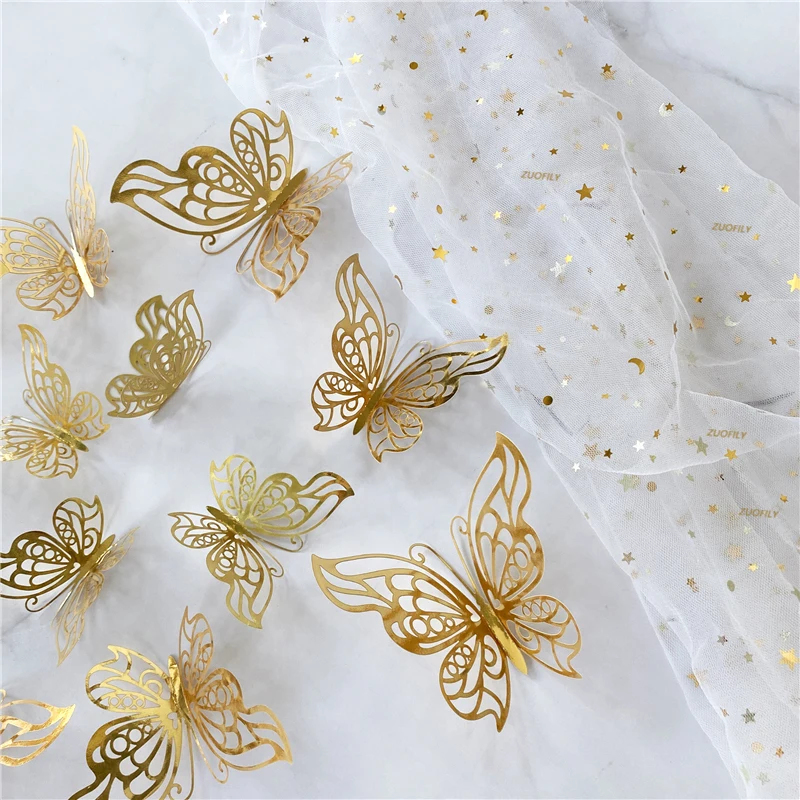 12/36Pcs 3D Hollow Butterfly W - Wedding Package Gold 评论和价格